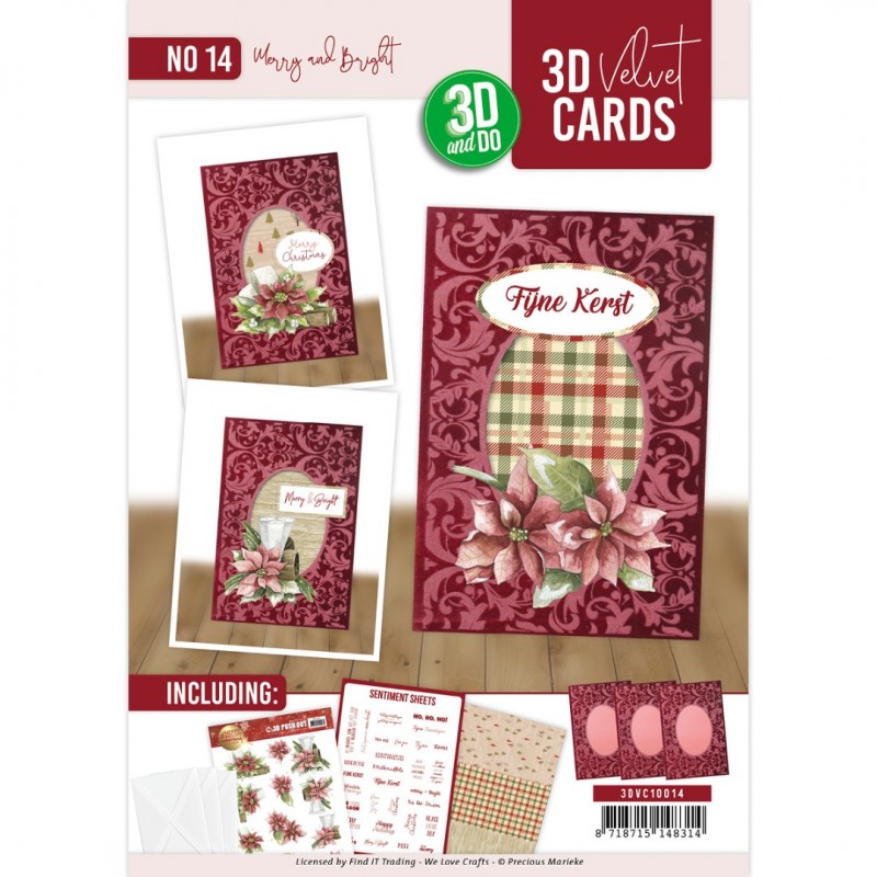 3D Velvet Cards A6 - Merry and Bright