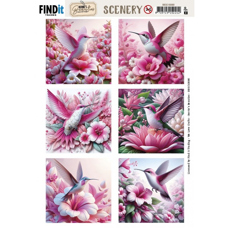 Scenery Push out - Berries Beauties - Pink Hummingbird - Square
