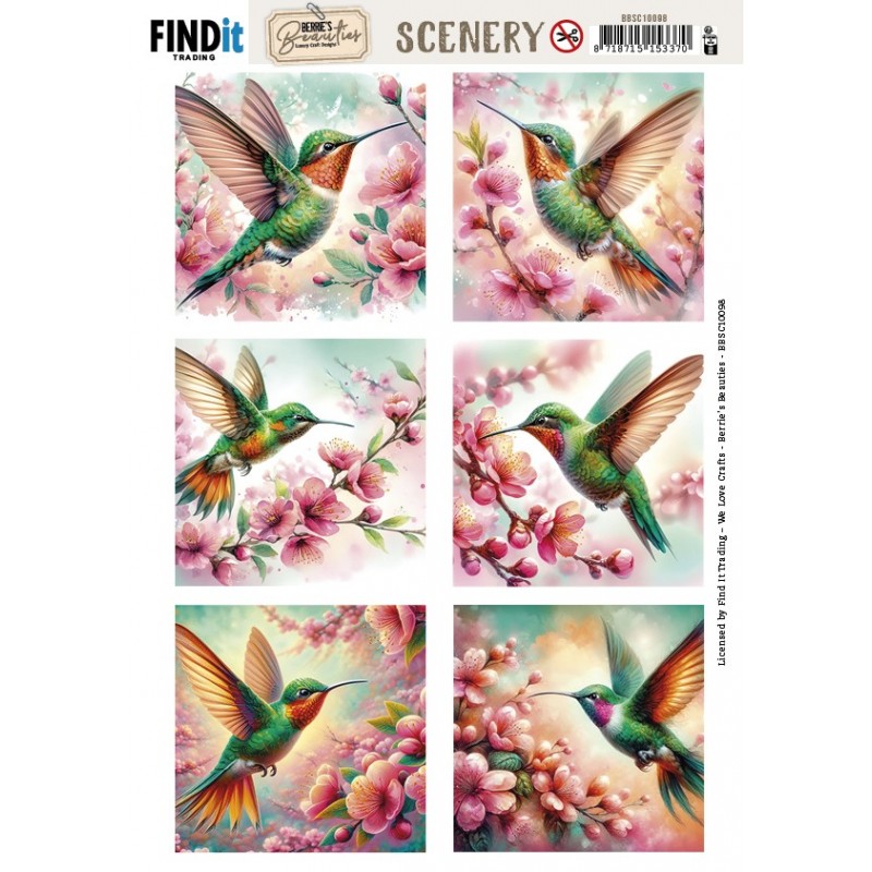 Scenery Push out - Berries Beauties - Lovely Hummingbirds - Square