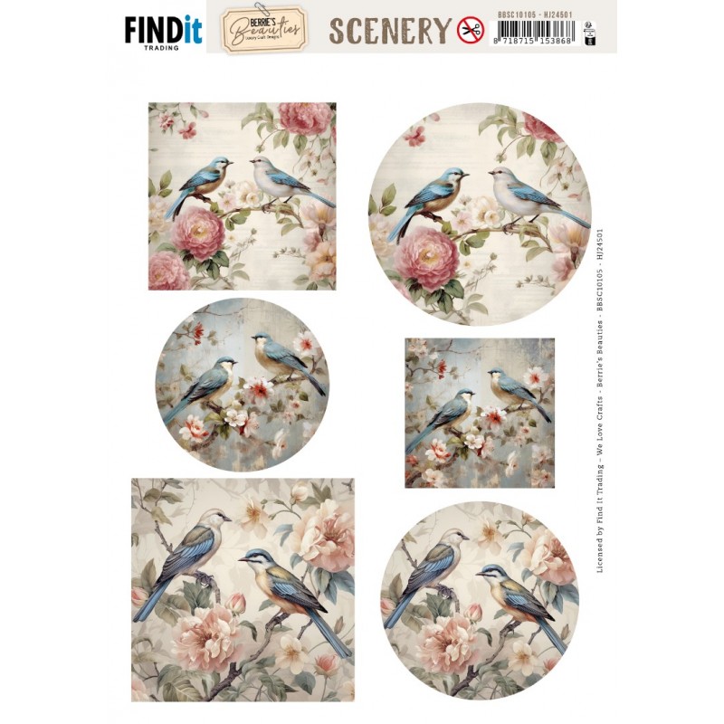Scenery Push out - Berries Beauties - Bluebird Whispers