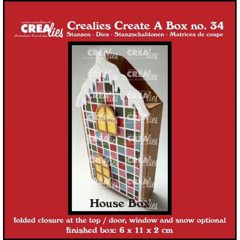 Crealies Die – Flat Box House with Door, Window and Snow Medium