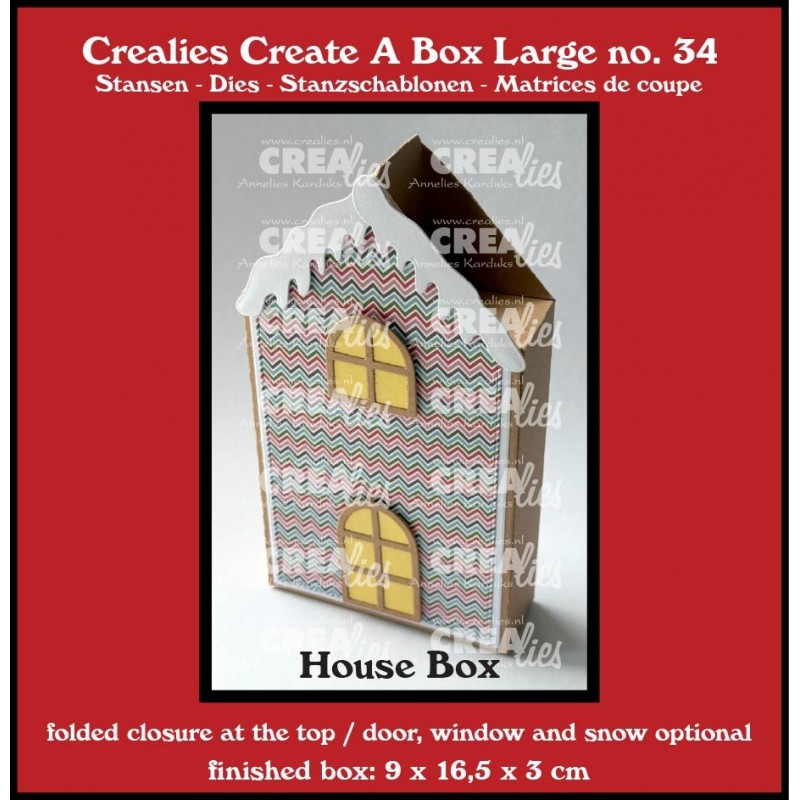 Crealies Die – Flat Box House with Door, Window and Snow Large