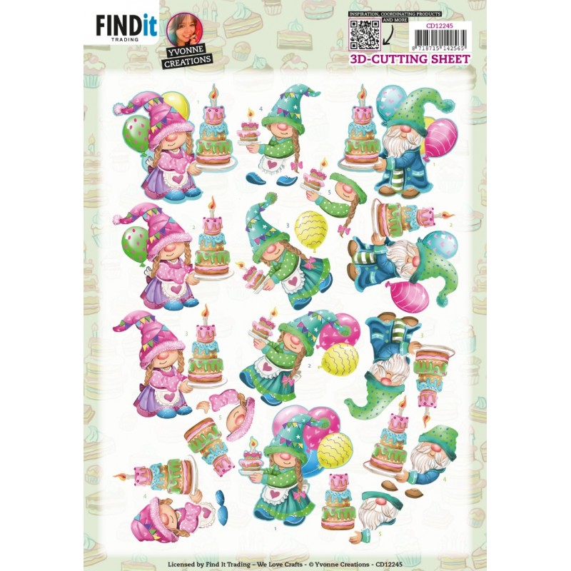 3D Cutting Sheets - Yvonne Creations - Gnome Cake