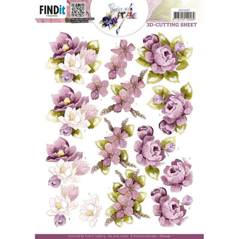 3D Cutting Sheets - Precious Marieke - Purple Magnolia