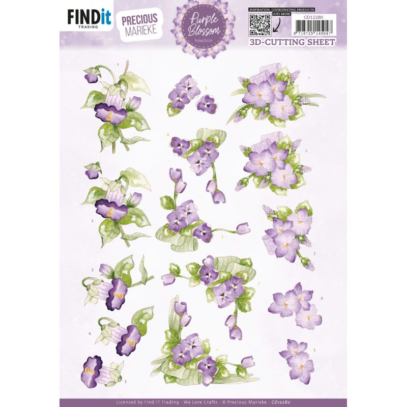 3D Cutting Sheet - Precious Marieke - Purple Blossom - Violet