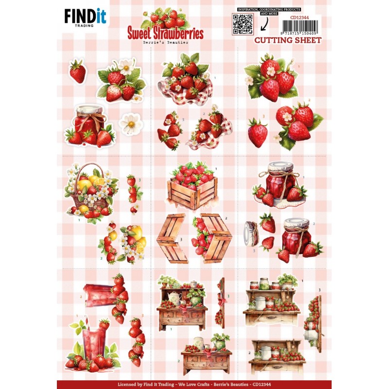 3D Cutting Sheet - Berries Beauties - Sweet Strawberries - Mini