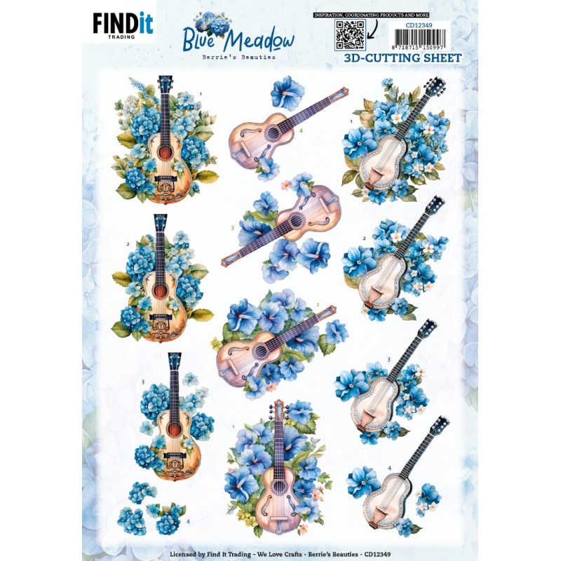 3D Cutting Sheet - Berries Beauties - Blue Meadow - Music