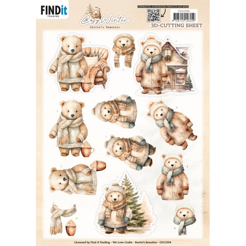 3D Cutting Sheet - Berries Beauties - Cosy WInter - Cosy Bear 3D Cutting Sheet - Berries Beauties - Cosy WInter - Cosy Bear