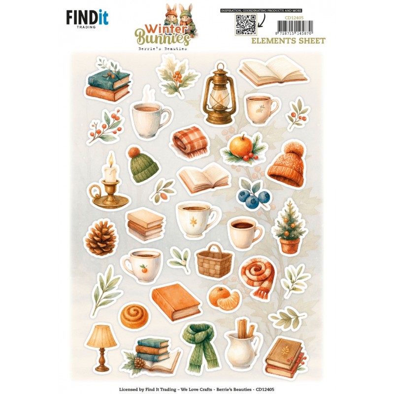 Cutting Sheet - Berries Beauties - Winter Bunnies - Small Elements Cutting Sheet - Berries Beauties - Winter Bunnies - Small Elements