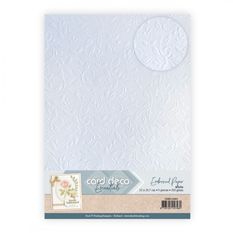 Embossed Paper - Card Deco - Ornamental Grace - White