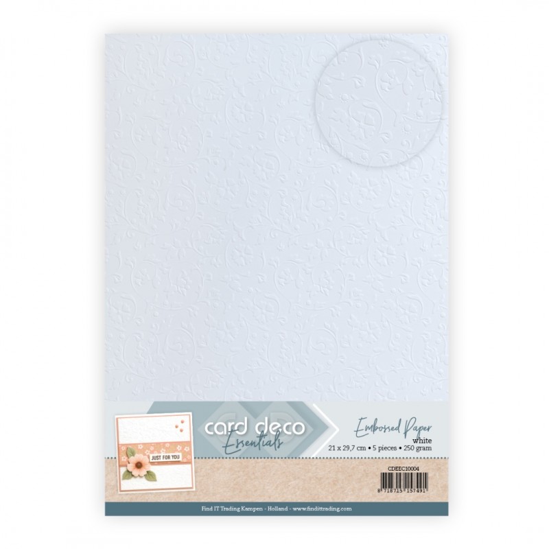 Embossed Paper - Card Deco -  Classic Curl - White
