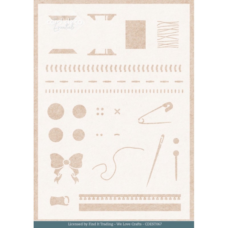 Stencil - Card Deco Essentials - Sewing Serenity - Sewing Stitches - A5