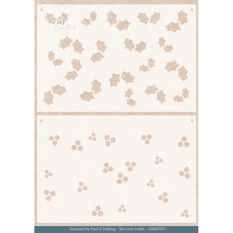 Stencil - Card Deco Essentials - Floral Christmas- Floral Holly Pattern A5