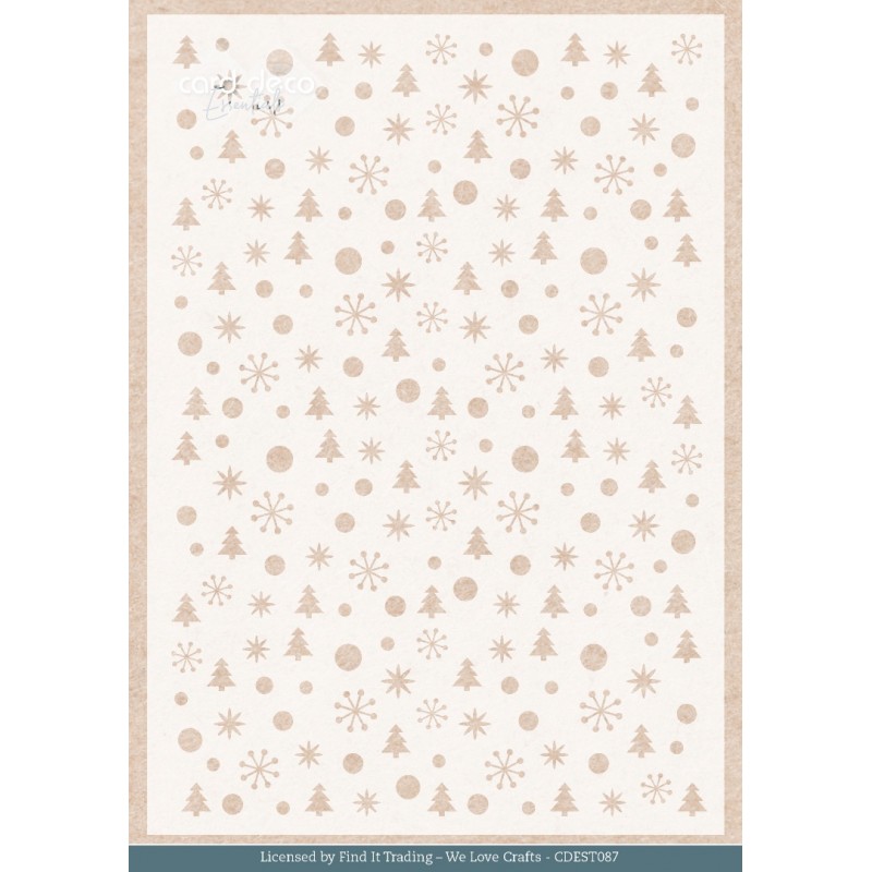 Stencil - Card Deco Essentials - A Very Furry Christmas - Very Furry Pattern - A5