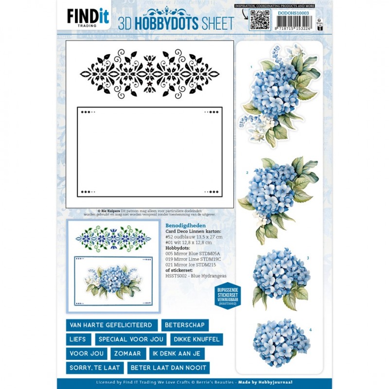 3D Hobbydots Sheet - Berries Beauties - Blue Hydrangeas 1
