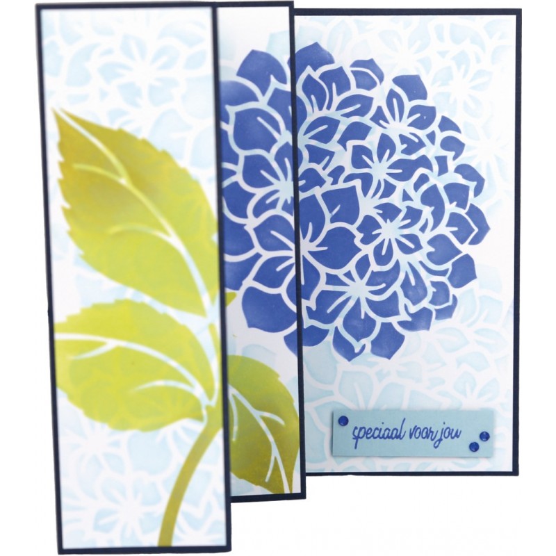 Stencil - Card Deco Essentials - Blue Meadow - Blue Hydrangea A5