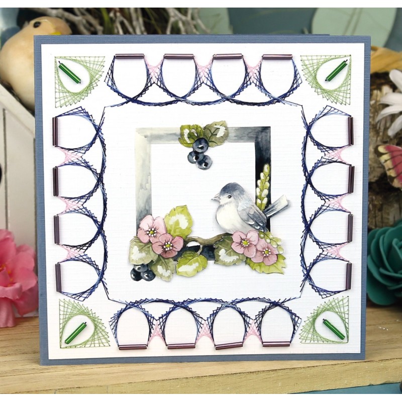 3D Pushout Sheet - Precious Marieke- Navy Elegance - Blue Birds