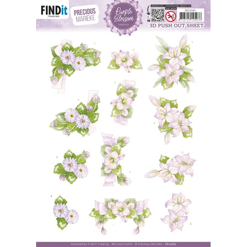 3D Push out Sheet - Precious Marieke - Purple Blossom - Amethyst
