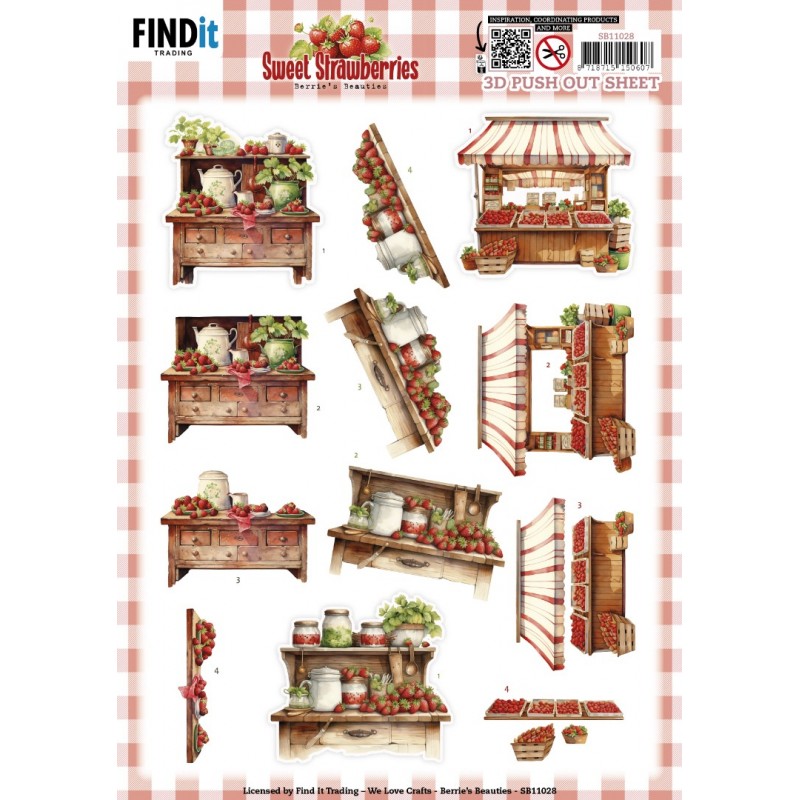 3D Push out Sheet - Berries Beauties - Sweet Strawberries - Strawberry Sale
