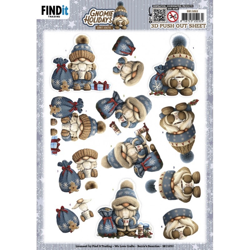 3D Pushout Sheet - Berries Beauties - Gnomie Holidays - Navy