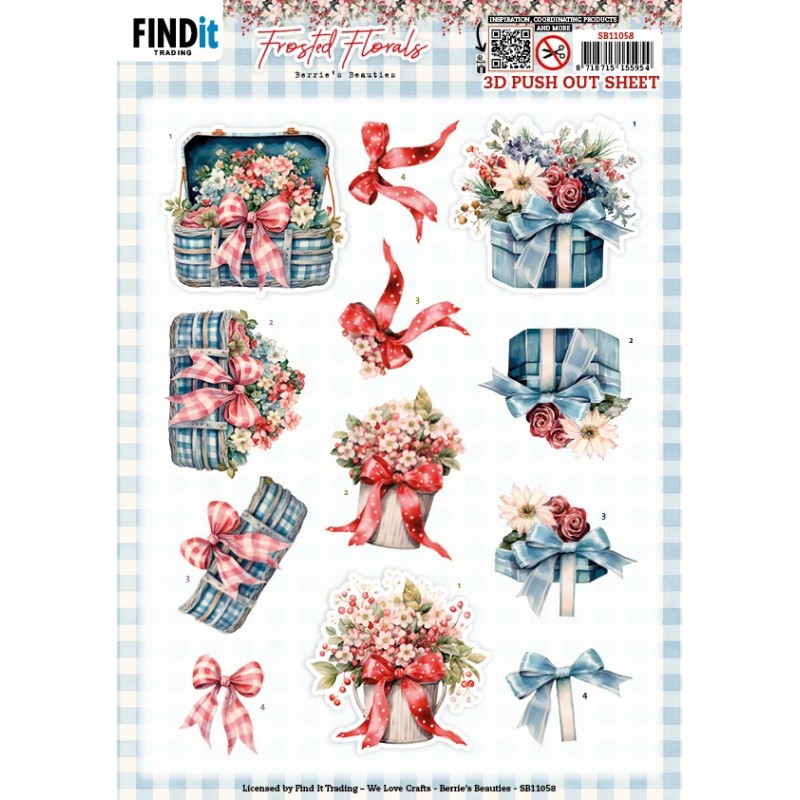 3D Pushout Sheet - Berries Beauties - Frosted Florals - Bow