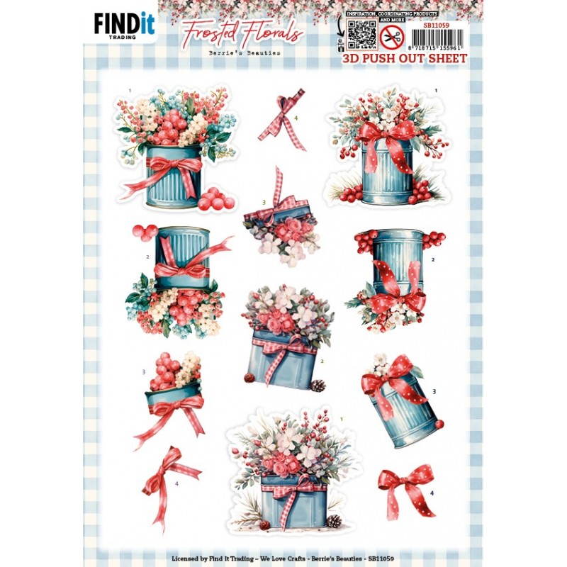 3D Pushout Sheet - Berries Beauties - Frosted Florals - Tin