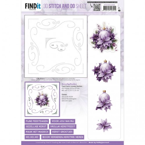 3D Stitch and Do Sheet - Berries Beauties - Pastel Purple Christmas 2