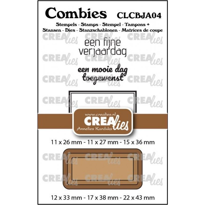 Combies Stempelsset Jarig 04: 2 teksten + 1 tag/label