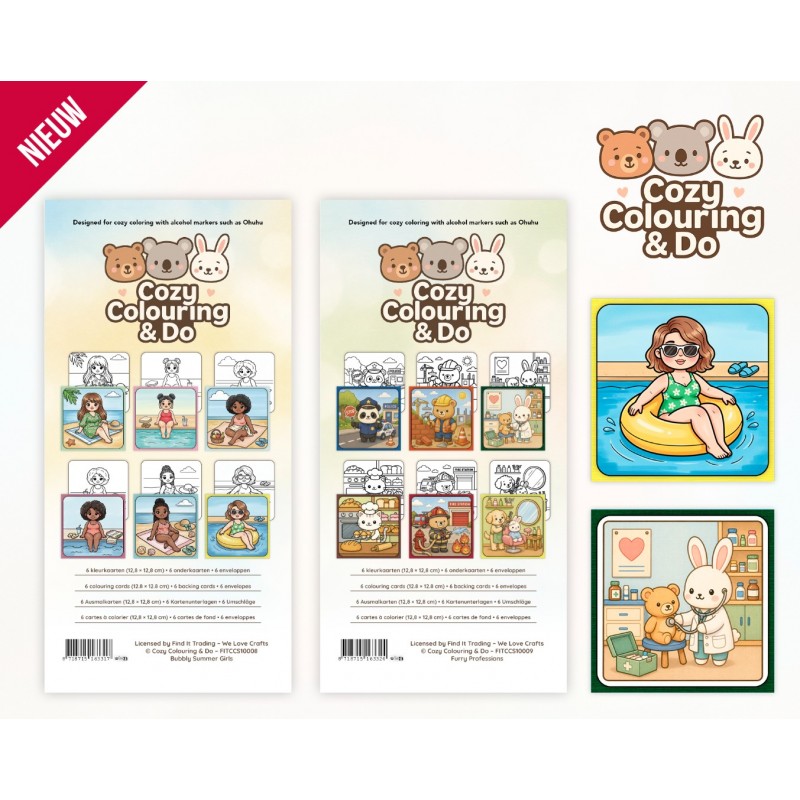 Findit Color - Cozy Colouring Cards Set - Cute Animals