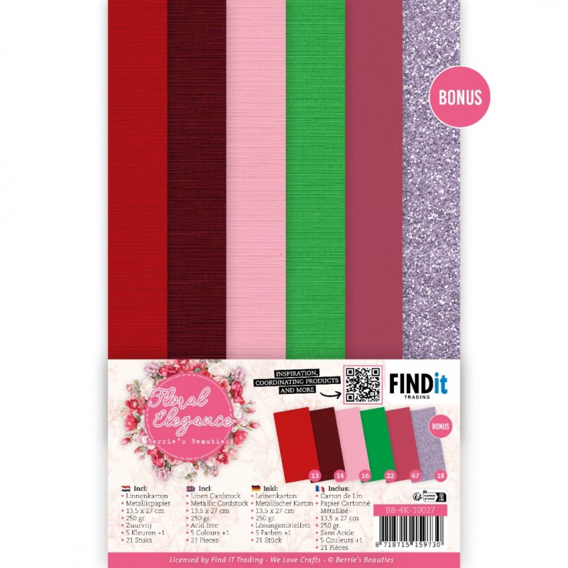 Linen Cardstock Pack - Berries Beauties - Floral Elegance - 4K