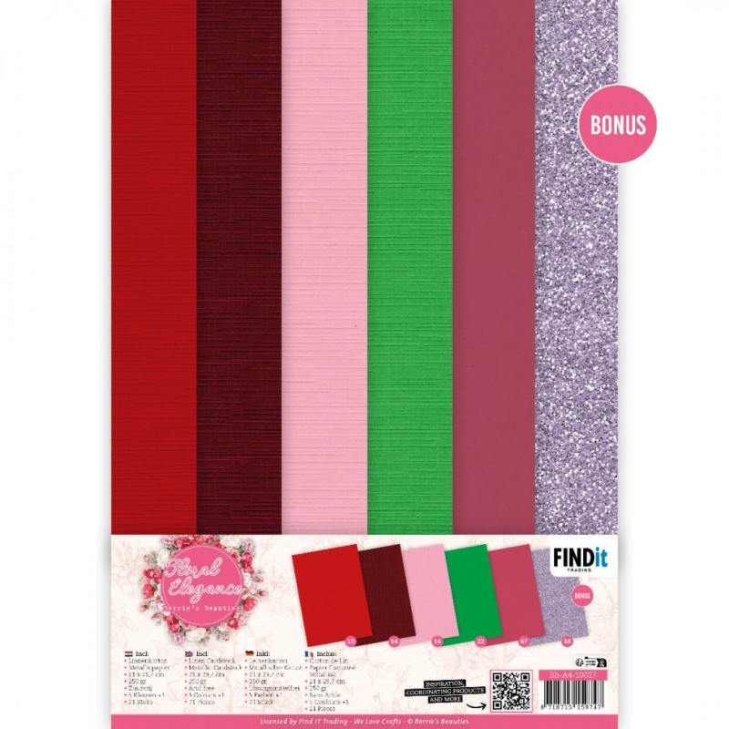Linen Cardstock Pack - Berries Beauties - Floral Elegance - A4