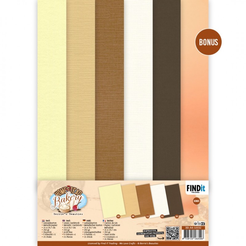 Linen Cardstock Pack - Berries Beauties - Homestead Bakery - A4 Linen Cardstock Pack - Berries Beauties - Homestead Bakery - A4