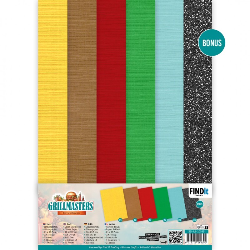 Linen Cardstock Pack - Berries Beauties - Grillmasters - A4