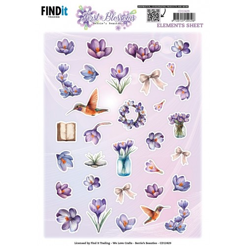 Cutting Sheet - Berries Beauties - First Blossoms - Small Elements