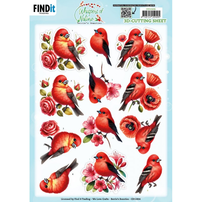 3D Cutting Sheet - Berries Beauties - Whispers of Nature - Red 3D Cutting Sheet - Berries Beauties - Whispers of Nature - Red