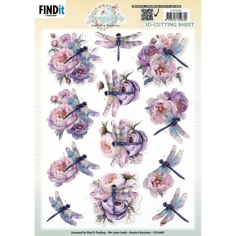 3D Cutting Sheet - Berries Beauties - Dragonflies - Lilac