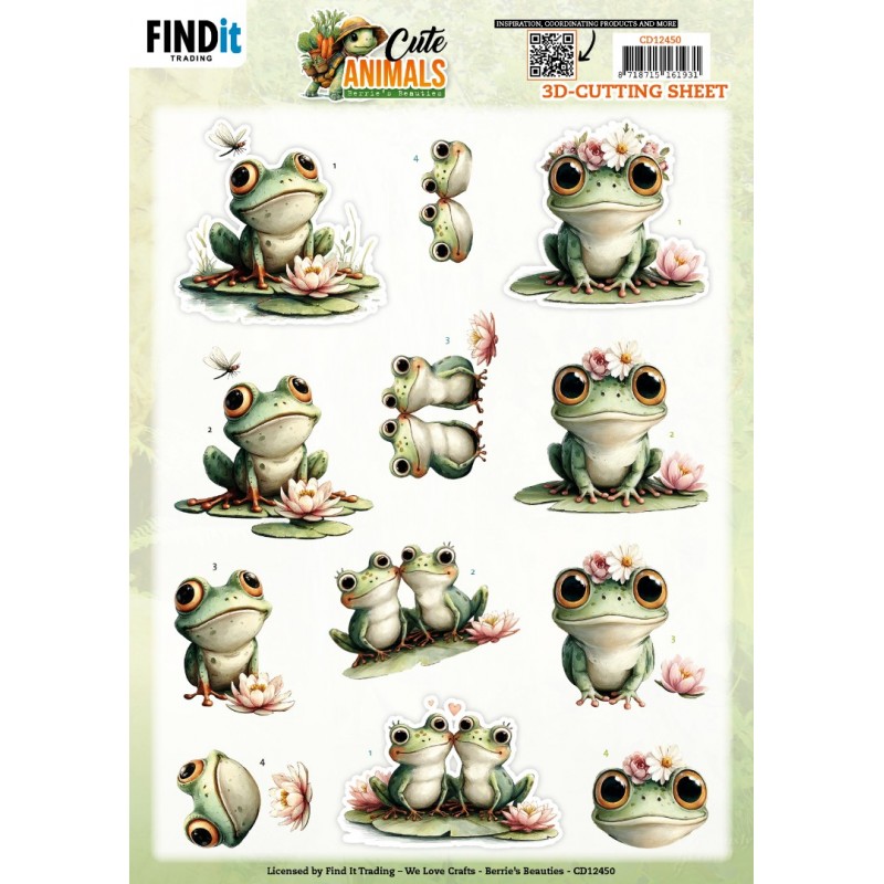 3D Cutting Sheet - Berries Beauties - Cute Animals - Frogs