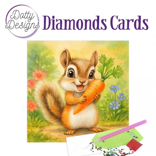 Dotty Designs Diamond Cards - Squirrel with Carrot