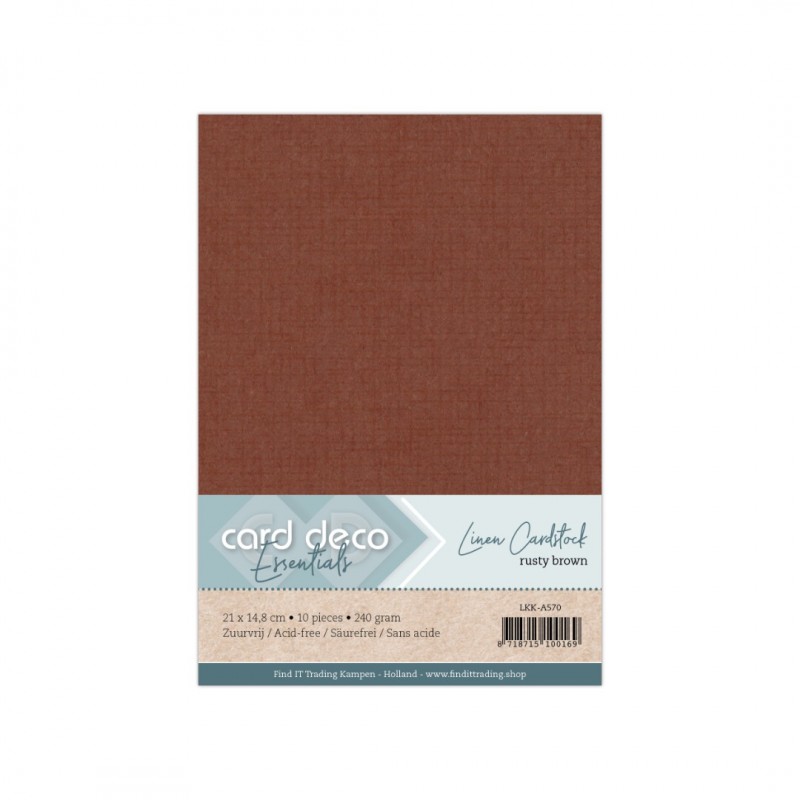 Linen Cardstock - A5 - Rusty Brown Linen Cardstock - A5 - Rusty Brown