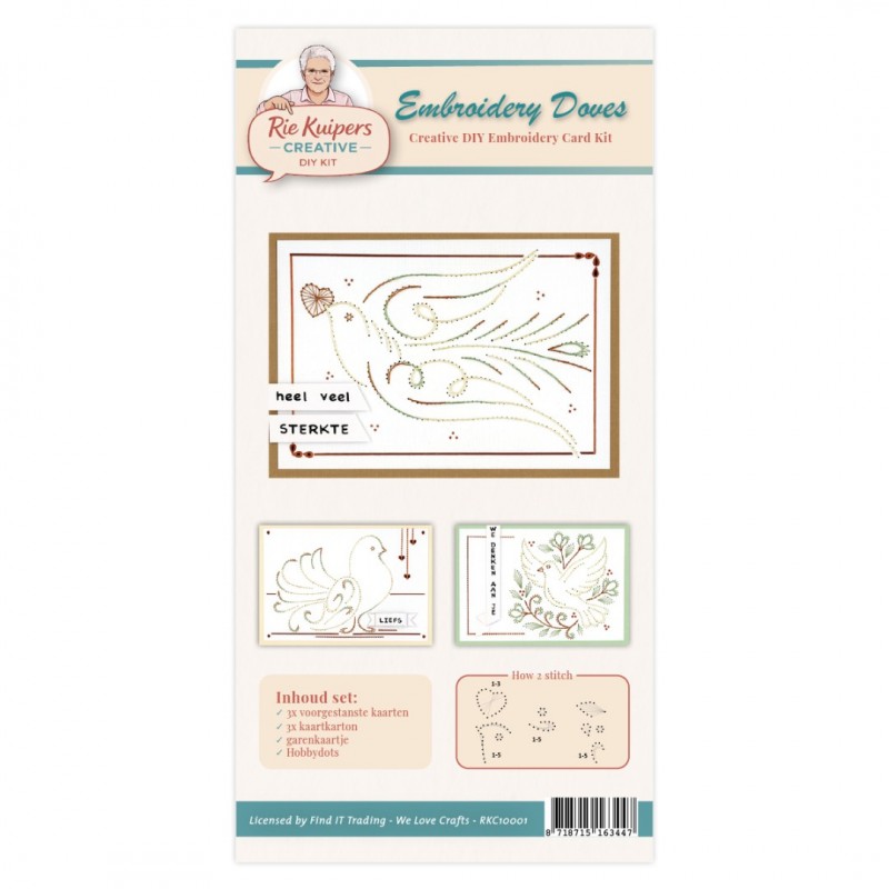 Rie Kuipers Creative – Embroidery Doves - DIY Embroidery Card Kit