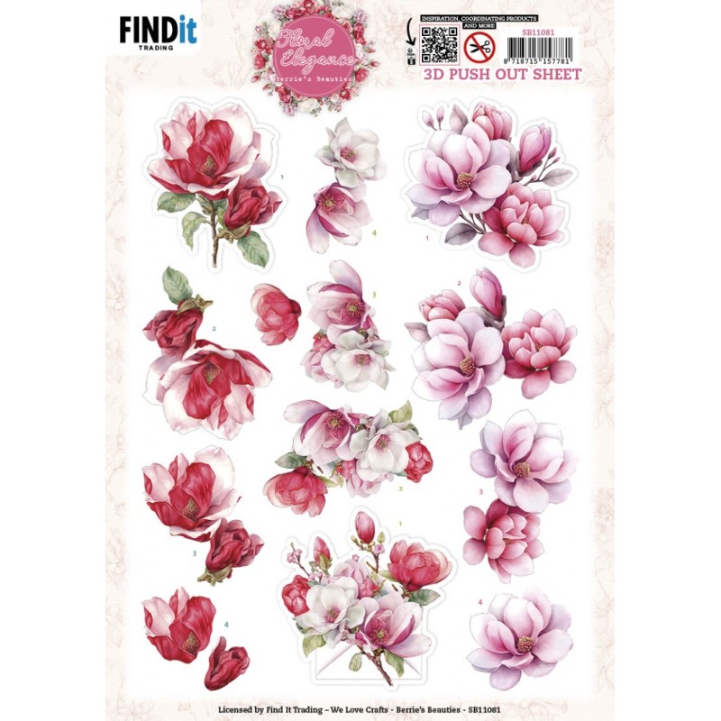 3D Pushout Sheet - Berries Beauties - Floral Elegance - Magnolia Dreams