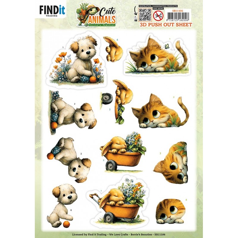 3D Pushout Sheet - Berries Beauties - Cute Animals - Garden Friends