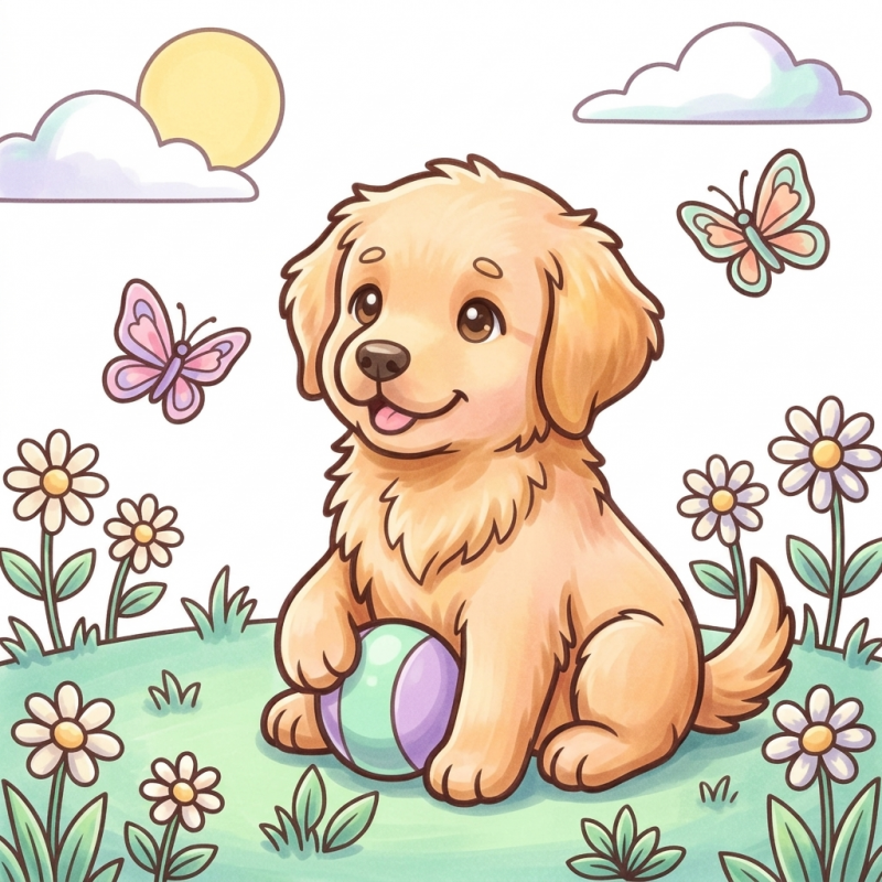 Findit Color - Cozy Colouring Cards Set - Buddy The Puppy - Outside Adventures