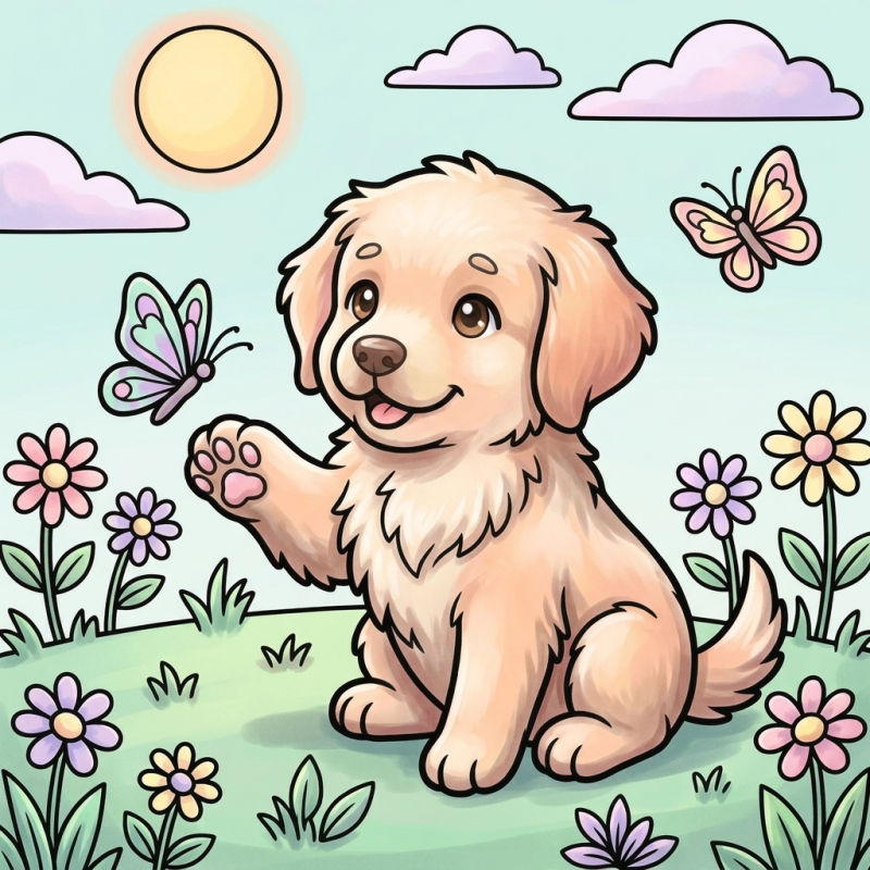 Findit Color - Cozy Colouring Cards Set - Buddy The Puppy - Outside Adventures